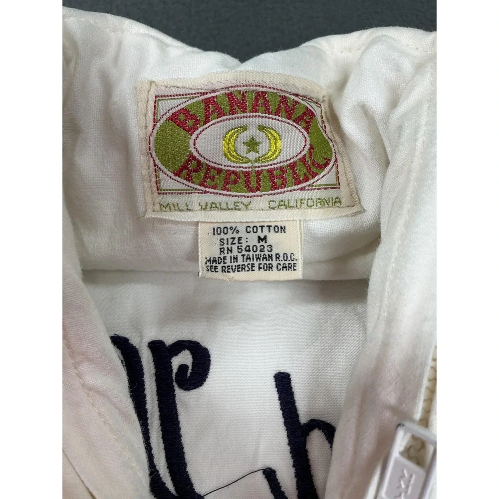 Banana Republic Vest Mens M White Military Jacket Cotton Canvas Pockets Zip